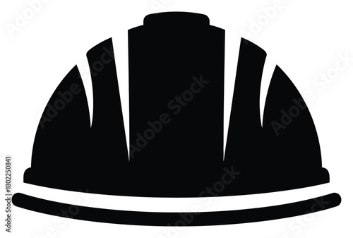 Black and White Hard Hat Isolated, Safety Construction Helmet on Transparent