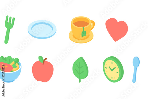 Neon food and drink icon set. Glowing, flat icons collection for digital apps, menus