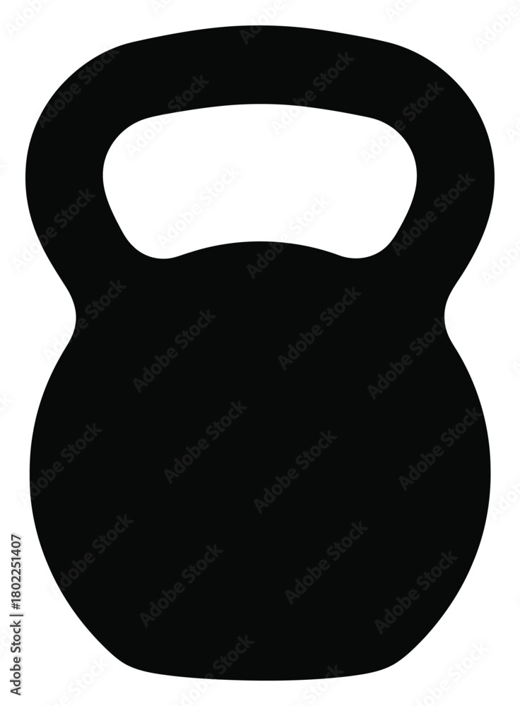 Fototapeta premium Black kettlebell isolated on white. Fitness equipment, weight training icon