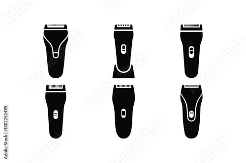 Shaving Trimmer Silhouette Vector Icon Set