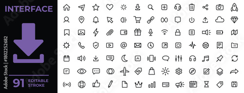 Perfect essential interface line icons design