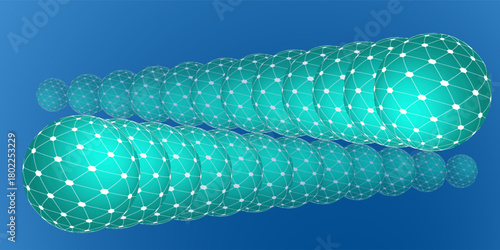 Light Blue Big Spotted, Textured 3D Globes, Balls with Round Lit Surfaces, Geometric Pattern, Futuristic Minimalist Multi Purpose Blue Wide Scale Background Design, Vector Illustration Template