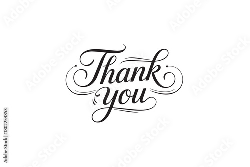 Elegant Thank You Typography – Black & White Decorative Lettering