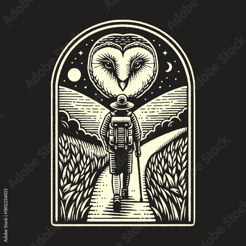 Nighttime Wanderers Journey: Owls Guidance on the Path.