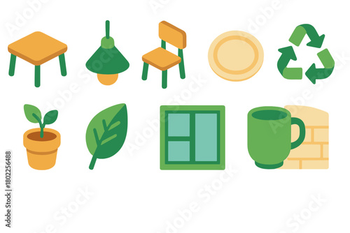 Eco-friendly, recycling, sustainability filled icon set: green lifestyle, renewable energy