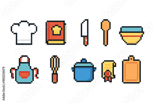 Cooking, kitchen flat icon set. Culinary, food preparation icons flat collection