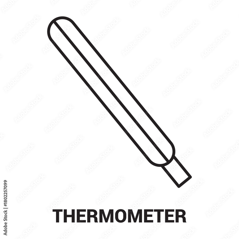 Obraz premium Clinical Thermometer Line Art Illustration Health Check Fever Detection Illness Diagnosis Healthcare Tool Medical