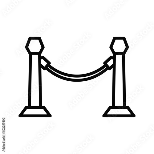 Stanchion rope barrier line icon, perfect for crowd control, queue management, and vip event access symbol.