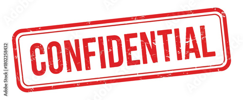 Confidential Text in Red Rubber Stamp with White Background Texture Effect