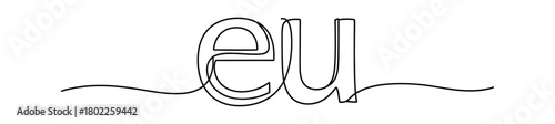 Continuous Line Art EU Letters on Transparent Background Elegant Minimalist Design