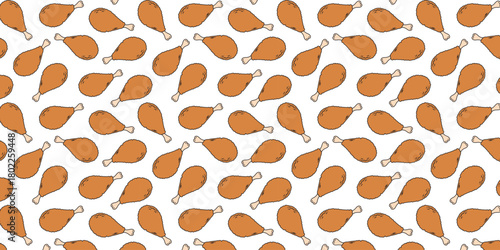 Chicken Leg Pattern A Repeating Design of Roasted Poultry for Food and Culinary Themes with Delicious Appeal
