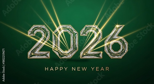 Happy new year 2026 celebration with sparkling gold design