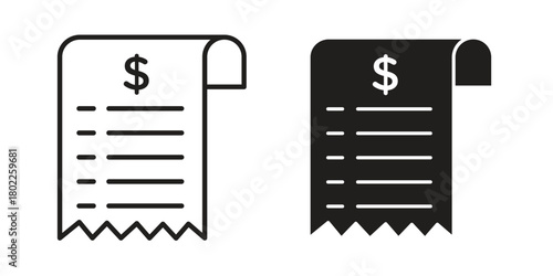 Payment receipt icon for web, app, infographic.