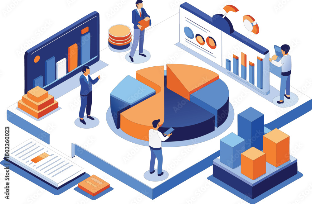 Fototapeta premium Business team analyzing data with charts and graphs on screens
