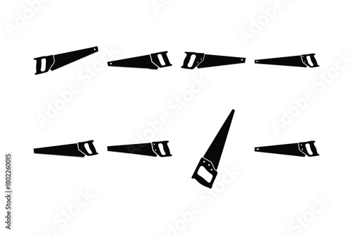 Hand Saw Silhouette Vector Icon Set