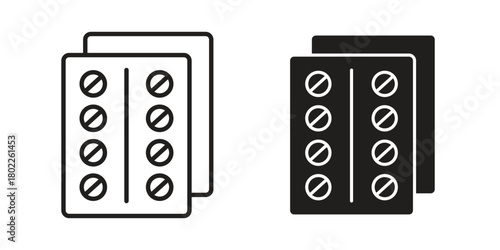 Pill blisters. collection. Silhouette flat icon design element.icon for web, app, infographic.