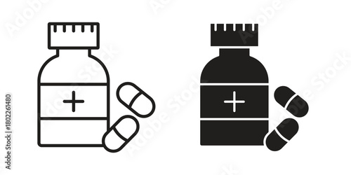 Pill bottle icon for web, app, infographic.