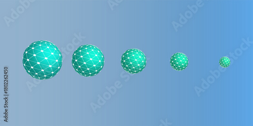 Light Blue Big Spotted, Textured 3D Globes, Balls with Round Lit Surfaces, Geometric Pattern, Futuristic Minimalist Multi Purpose Blue Wide Scale Background Design, Vector Illustration Template