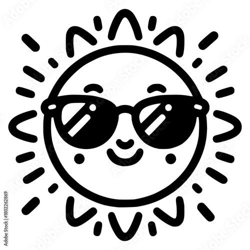 Sunny Attitude: An animated illustration of a smiling sun, radiating joy and warmth, complete with stylish sunglasses, embodying a cheerful attitude.