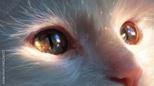 White cat close-up with blue eyes, elegant white cat portrait, blue-eyed white cat,  white cat, blue eyes, close-up