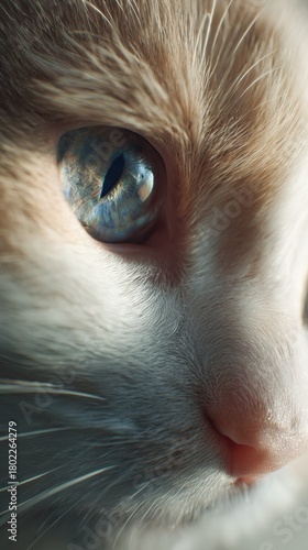 White cat close-up with blue eyes, elegant white cat portrait, blue-eyed white cat,  white cat, blue eyes, close-up