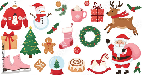 Christmas illustration set festive vector elements