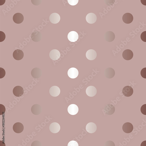 A seamless vector polka dot pattern. Satin glitter circles on a delicate dusty powder pink background. A gender neutral children's print for fabric and wallpaper. Dusty rose background. Boho style wra