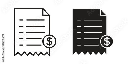 Receipt icon for web, app, infographic.