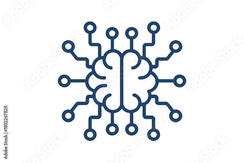 Abstract outline icon of interconnected brain circuit pathways