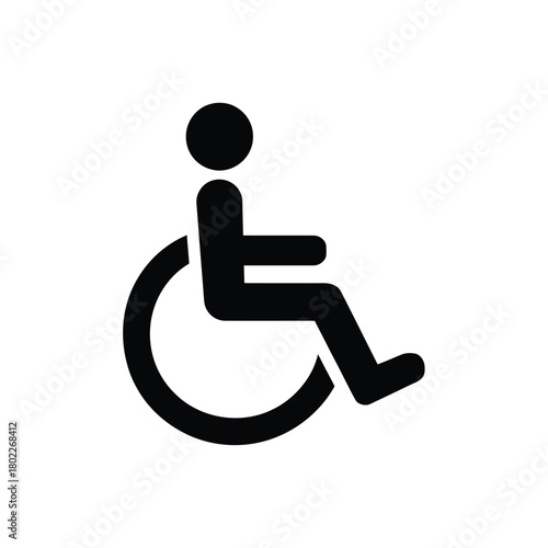Black silhouette of a person in a wheelchair on a white background
