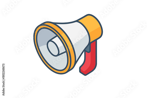 Isometric megaphone icon for announcement and communication concept