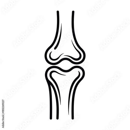 Simple line drawing of a human knee joint anatomy
