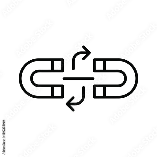 Magnetic pull icon showing two horseshoe magnets facing each other with arrows, illustrating attraction and force
