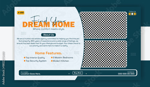 Find your dream home presentation template isolated on white background