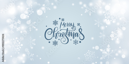 winter snowflakes background with merry christmas typography