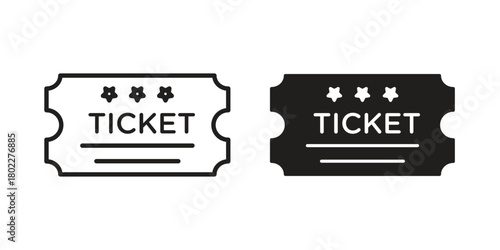 Ticket stub icon for web, app, infographic.