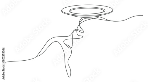 Abstract Plate Continuous Line Art on Transparent Background