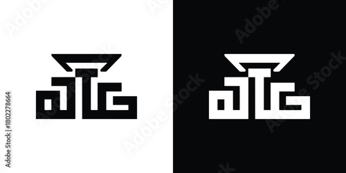 Abstract Geometric Shapes with Split Black and White Background Design