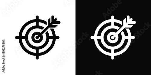 Arrow in Target Silhouette on Black and White Background