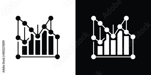 Bar Chart with Line Graph, Transparent Background, Decrease Value, Information Element