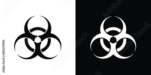 Biohazard Sign, Danger Symbol Black Shape on White and White Shape on Black