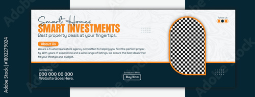 Smart homes smart investments cover template isolated on white background