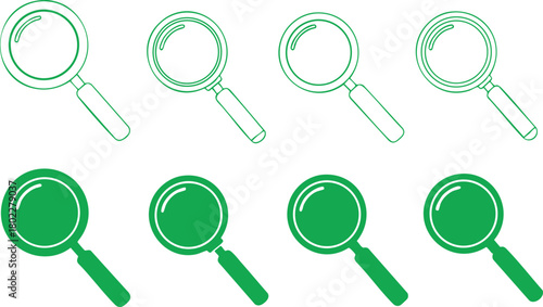 Magnifying Glass Illustration in Green Color for Search and Discovery Concepts
