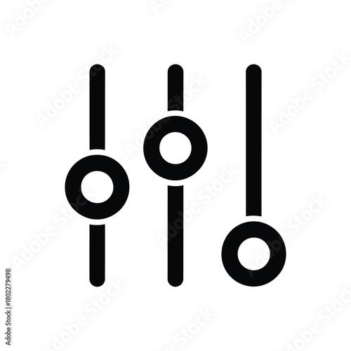 Black equalizer icon with three sliders and circles on transparent background