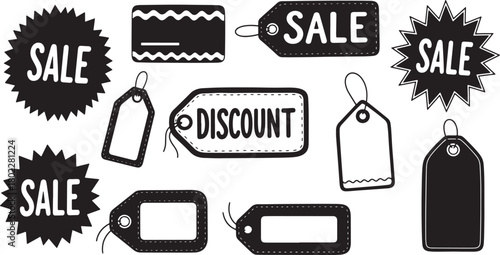 Vector illustration of various shapes sale and discount tags badges