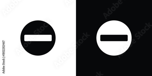 Restriction Sign Vector, Round Stop Symbol, White Bar Inside Circle, Isolated Icon