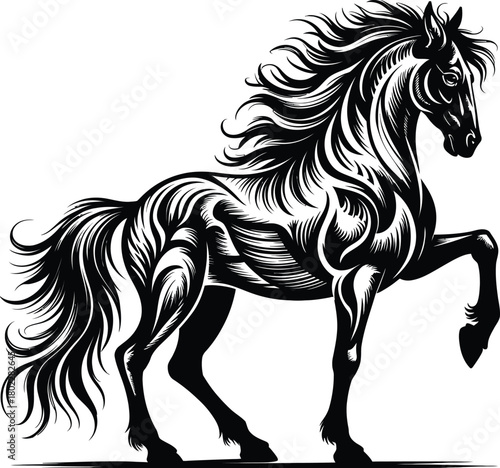 Elegant Horse Running Stallion Silhouette Vector Illustration