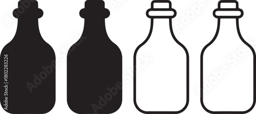 Black and white stylized beverage containers bottle liquid