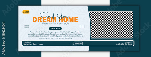 Find your dream home real estate cover template design for social media
