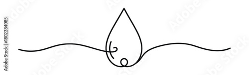 Elegant droplet line art on transparent backdrop with curved lines for minimal design